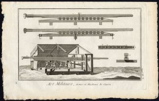 Antique Print-MILITARY-WARFARE-WEAPON-BATTERING RAM-Diderot-1751