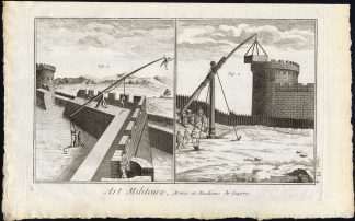 Antique Print-MILITARY-WARFARE-WEAPON-BEAM-CASTLE-Diderot-1751