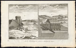 Antique Print-MILITARY-WARFARE-WEAPON-DEMOLISHING TOOL-CASTLE-Diderot-1751