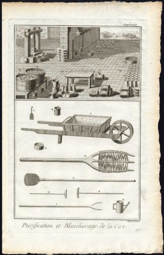 Antique Print-PURIFICATION AND BLEACHING OF WAX-TOOLS-Diderot-Benard-1751