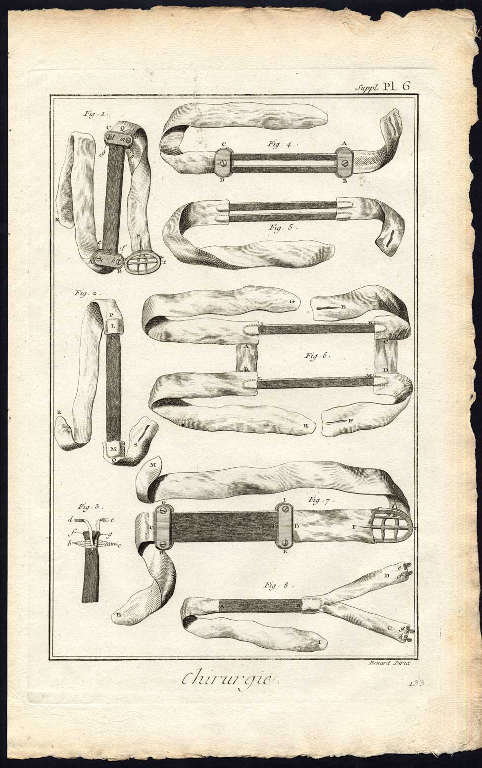 , Antique Print-SURGERY-BANDAGES-MEDICINE-Diderot-Benard-1751, Pictura Antique Prints