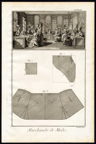 Antique Print-FASHION TRADE-SELLING CLOTHES-DESIGN-COSTUME-Diderot-Benard-1751
