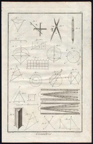 5 Antique Prints-GEOMETRY-MATHEMATICAL SCIENCES-MATHEMATICS-Diderot-Benard-1751