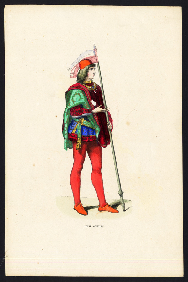 Bb13458 416x622 Antique Costume Print-VENETIAN MAN-VENICE-ITALY-Wahlen-1843