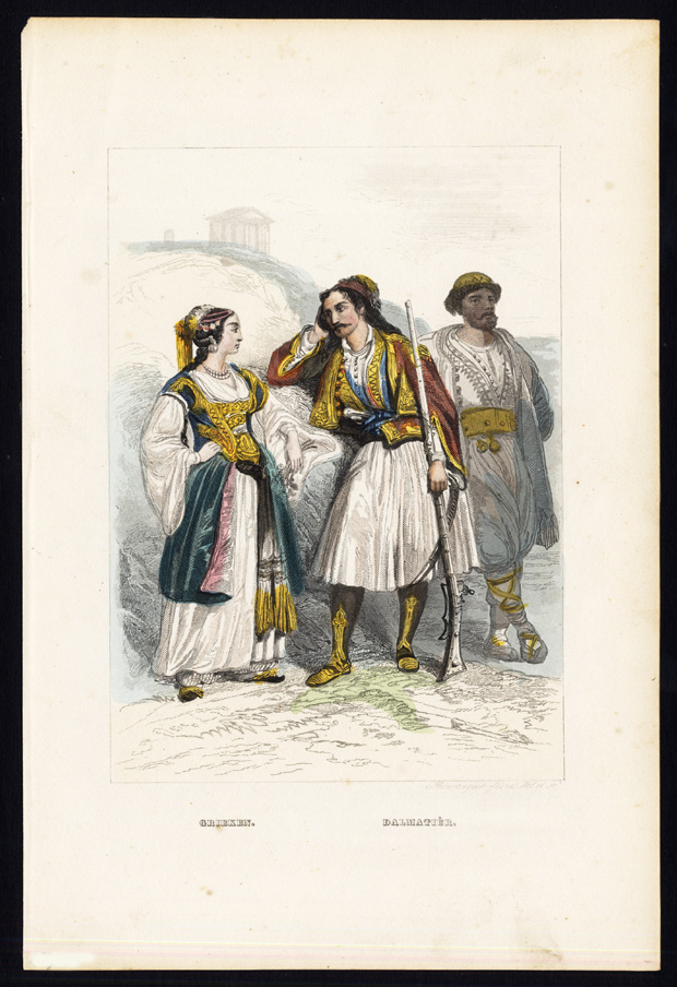 , Antique Costume Print-GREECE-DALMATIANS-RIFLE-GUN-Rouargue-1878, Pictura Antique Prints