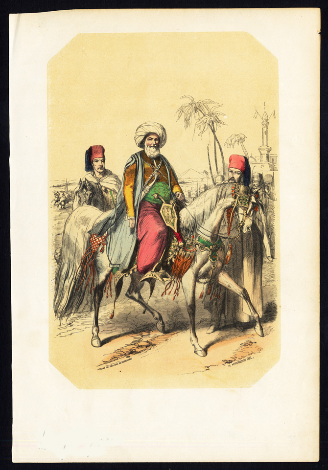 , Antique Costume Print-EGYPTIAN KING-HORSE-AFRICA-1880, Pictura Antique Prints
