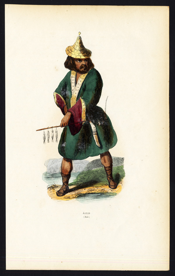 , Antique Costume Print-AINO-AINU PEOPLE-JAPAN-RUSSIA-Wahlen-1843, Pictura Antique Prints
