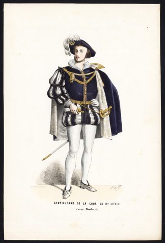 Antique Costume Print-CHARLES IX-GENTLEMAN-COURT-16TH CENTURY-1850