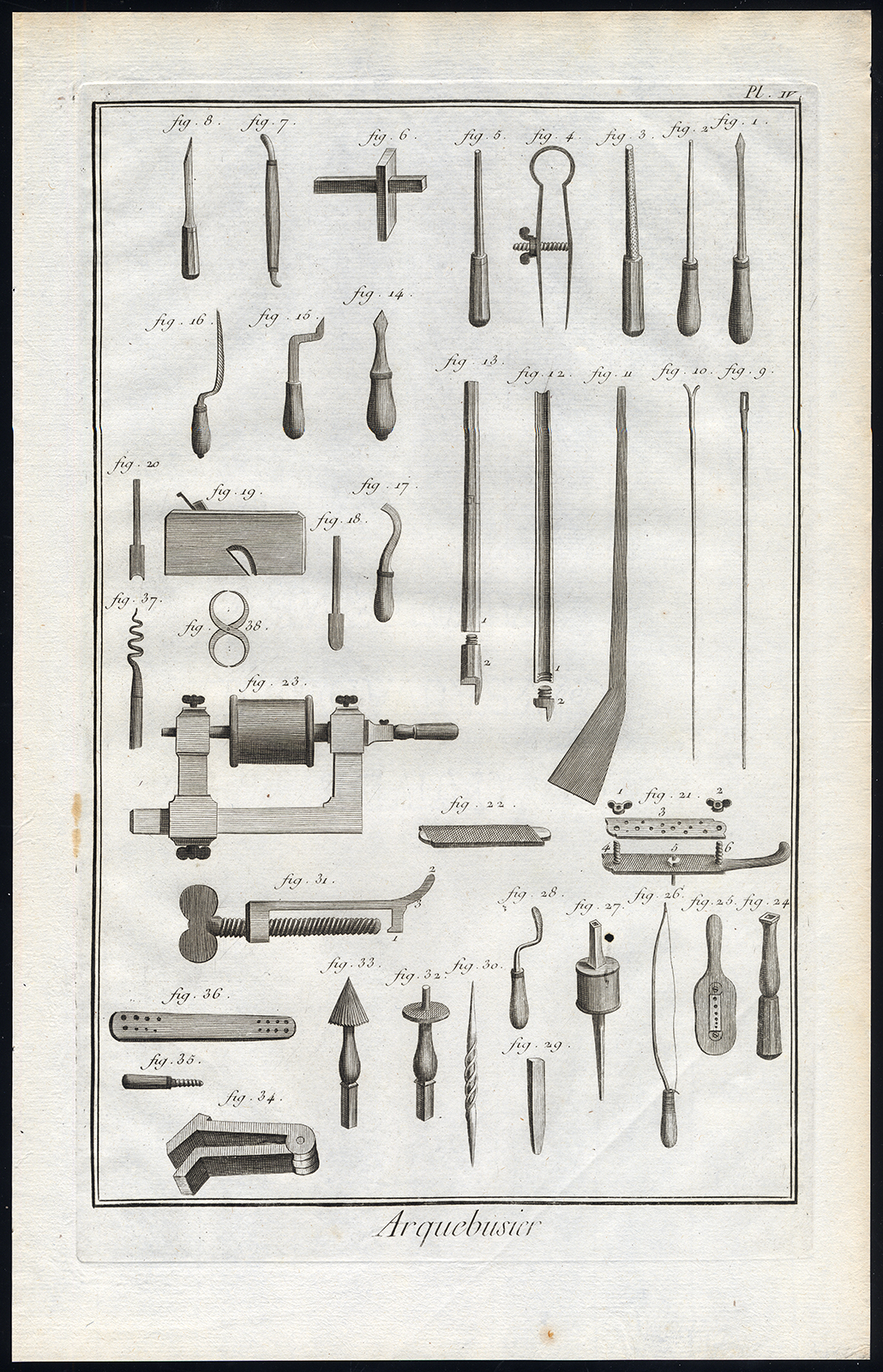 Bb13923 2 416x646 6 Antique Prints-ARQUEBUS MAKING-GUN-RIFLE-FIREARM-HARQUEBUS-Diderot-1751 - Image 4