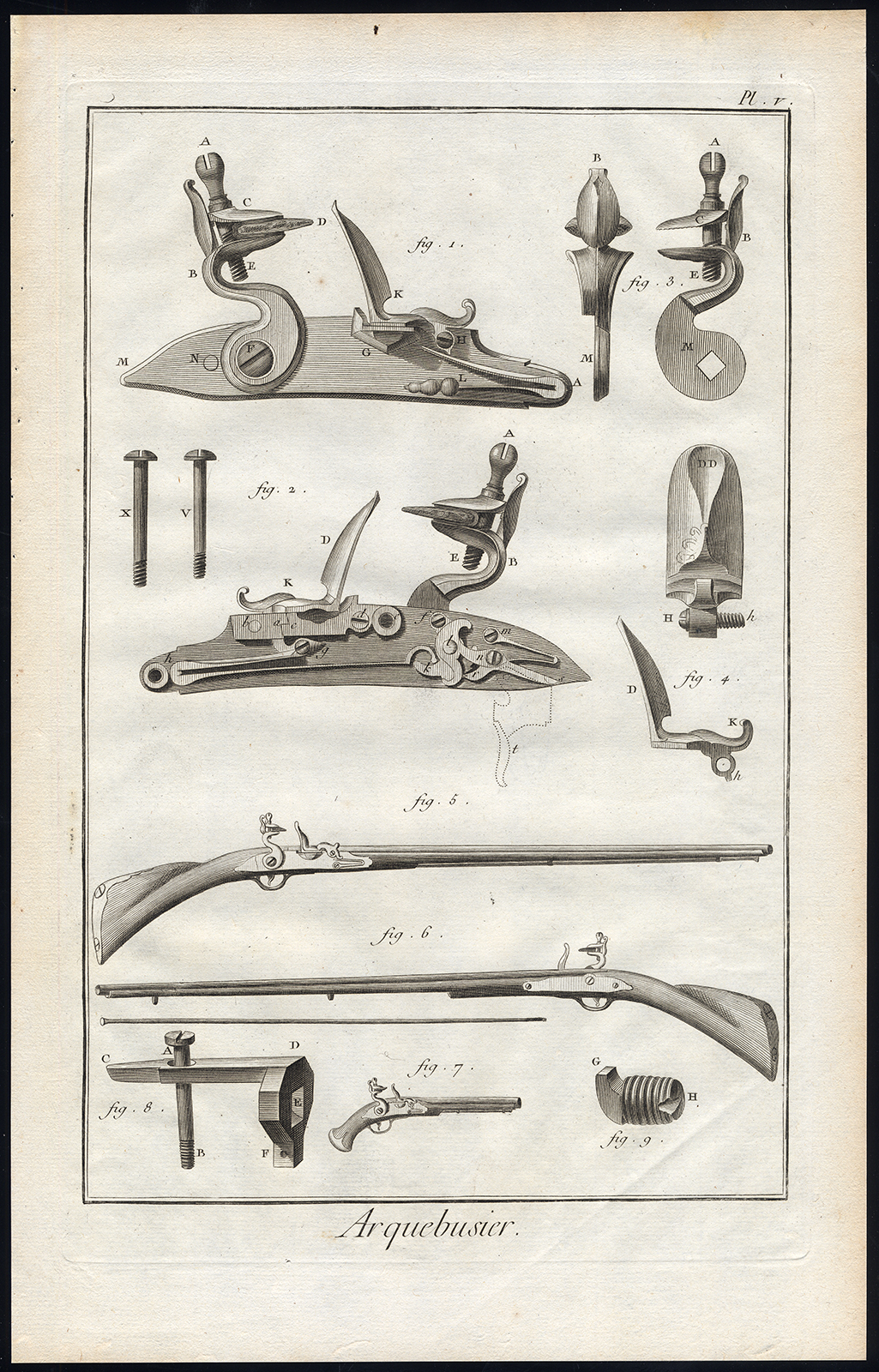 Bb13924 2 416x649 6 Antique Prints-ARQUEBUS MAKING-GUN-RIFLE-FIREARM-HARQUEBUS-Diderot-1751 - Image 5