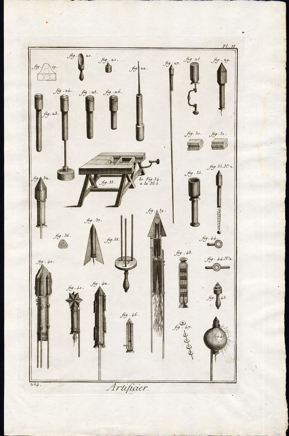 , 7 Antique Prints-PYROTECHNICS-FIREWORKS-EXPLOSIVES-ROCKET-Diderot-1751, Pictura Antique Prints