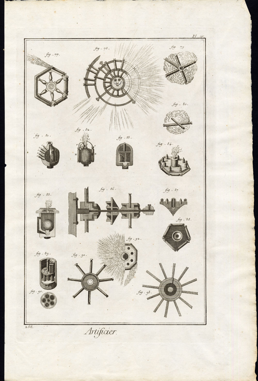 , 7 Antique Prints-PYROTECHNICS-FIREWORKS-EXPLOSIVES-ROCKET-Diderot-1751, Pictura Antique Prints