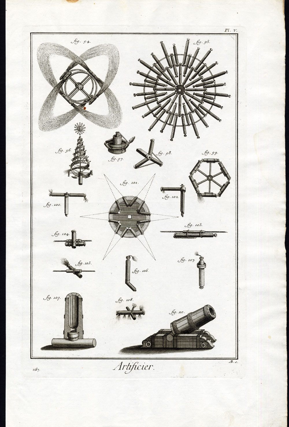 , 7 Antique Prints-PYROTECHNICS-FIREWORKS-EXPLOSIVES-ROCKET-Diderot-1751, Pictura Antique Prints