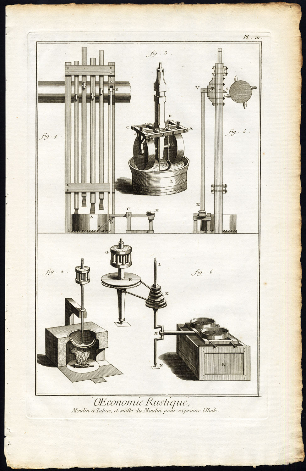, 3 Antique Prints-AGRICULTURE-OIL MILL-TOBACCO-TECHNOLOGY-ECONOMY-Diderot-1751, Pictura Antique Prints