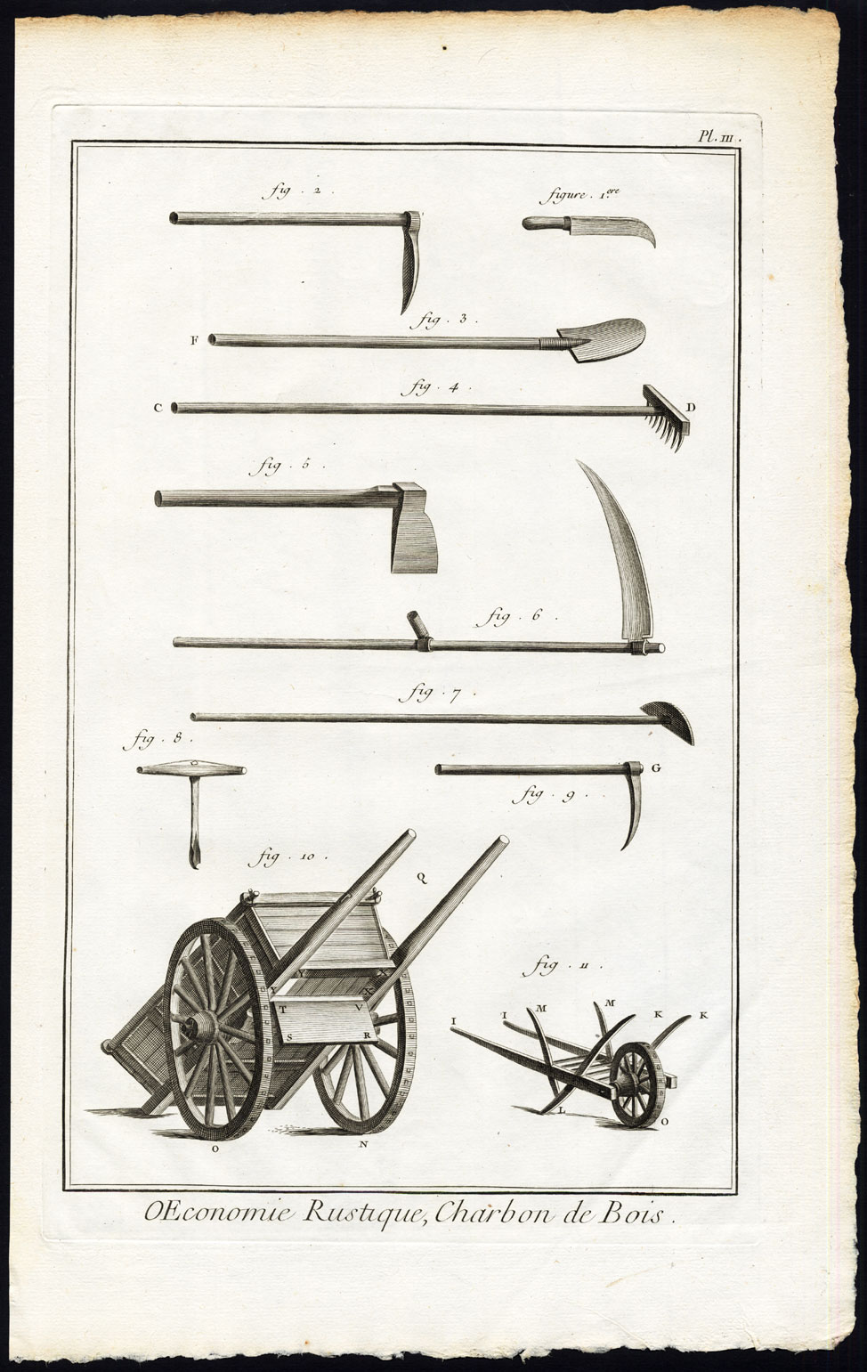 , 3 Antique Prints-RURAL ECONOMY-CHARCOAL MAKING-KILN-TOOLS-Diderot-1751, Pictura Antique Prints
