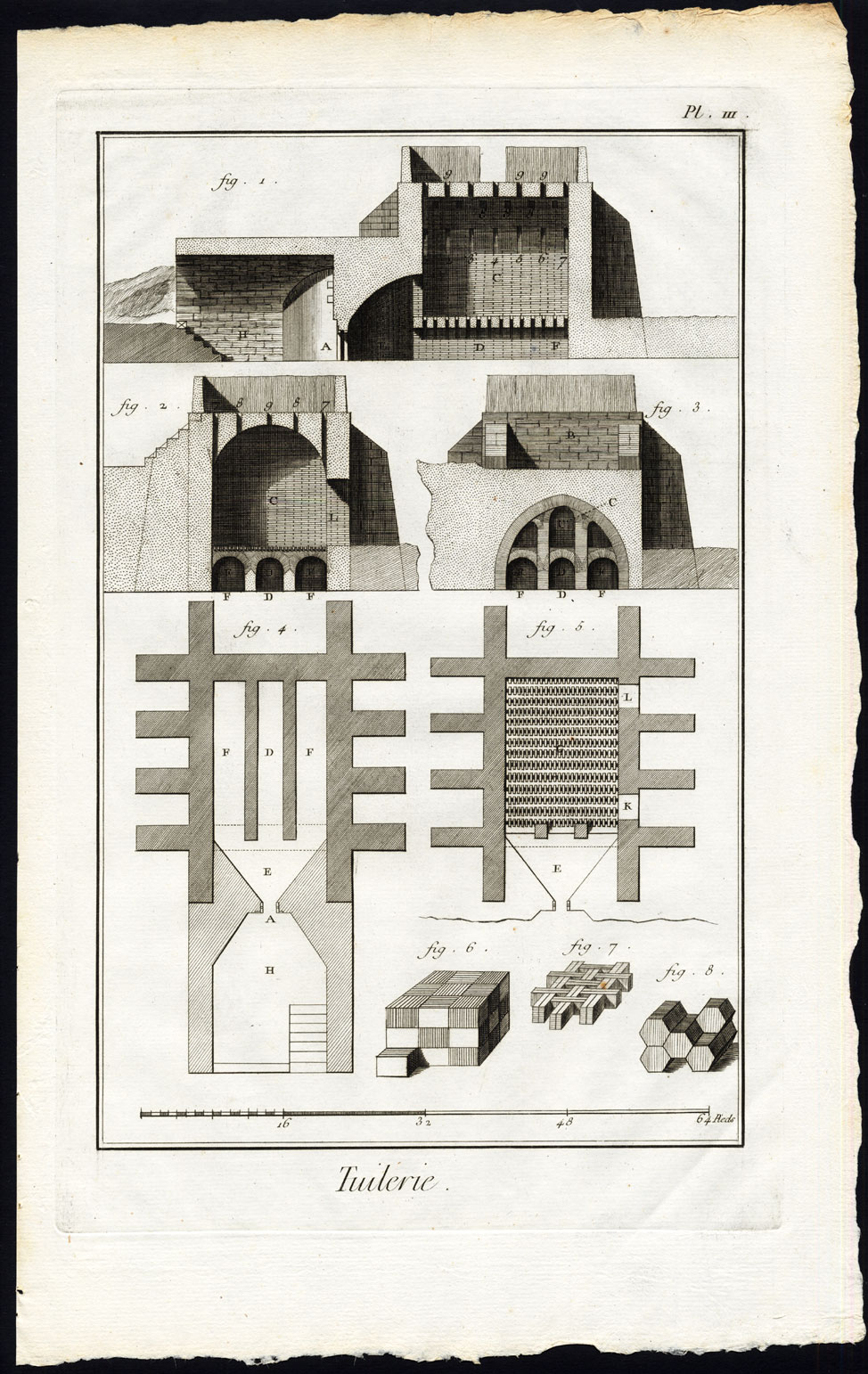 , 3 Antique Prints-TUILERIE-MANUFACTURING OF TILES-FACTORY-INDUSTRY-Diderot-1751, Pictura Antique Prints