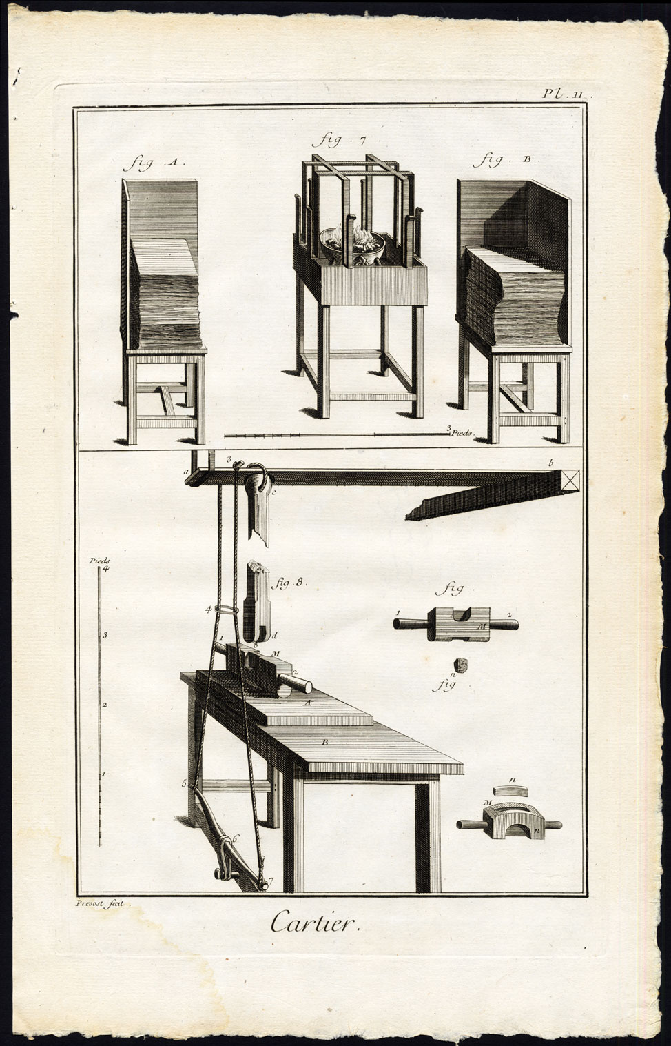 , 6 Antique Prints-CARTIER-PLAYING CARDS-PRINTING-TOOLS-Diderot-Defehrt-1751, Pictura Antique Prints