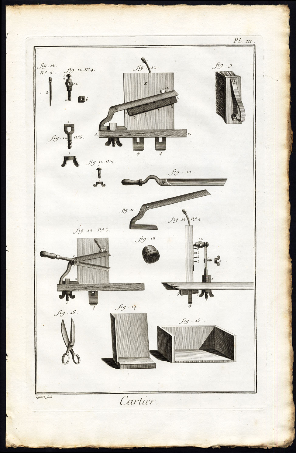 , 6 Antique Prints-CARTIER-PLAYING CARDS-PRINTING-TOOLS-Diderot-Defehrt-1751, Pictura Antique Prints