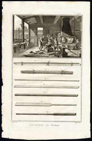 57 Antique Prints-LOCKSMITH-KEY-WORKSHOP-TOOLS-Diderot-Benard-1751