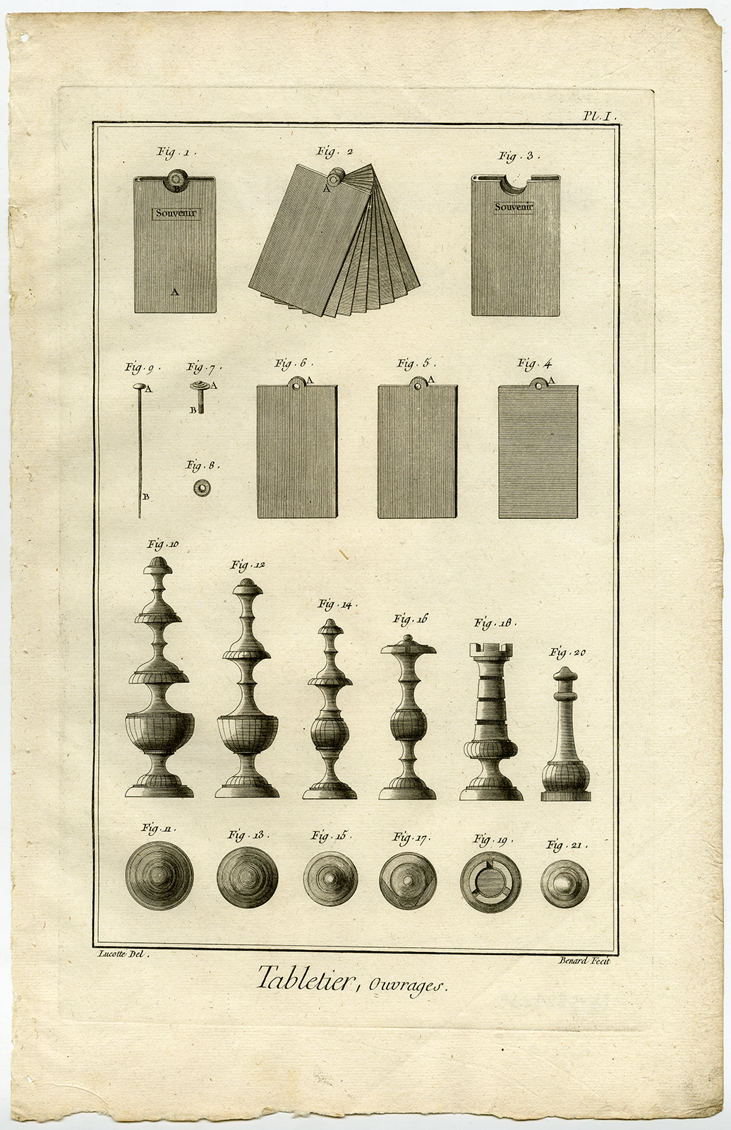 , 4 Antique Prints-CHESS-GAME BOARD-CHECKERS-DRAUGHTS-TOOLS-Diderot-Benard-1751, Pictura Antique Prints