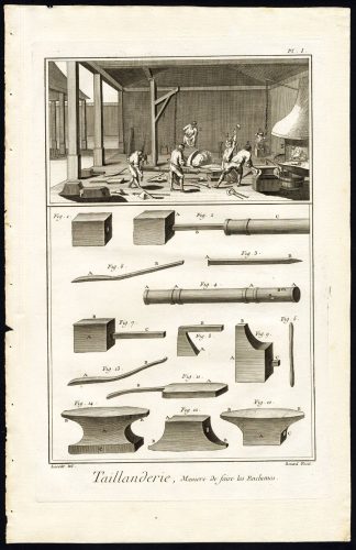 10 Antique Prints-TOOLMAKER-FORGING-WORKSOP-TAIILANDERIE-Diderot-Benard-1751