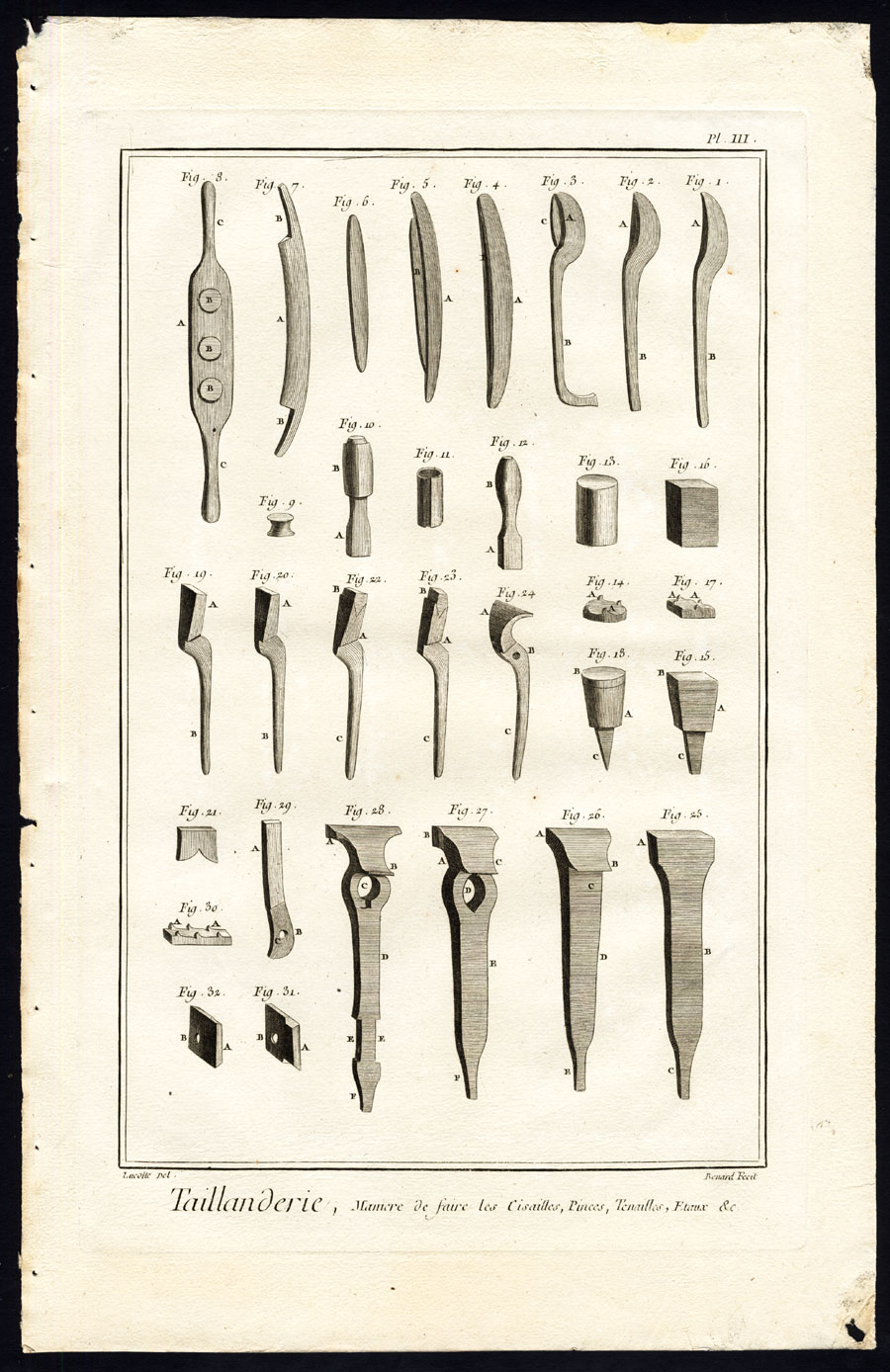 , 10 Antique Prints-TOOLMAKER-FORGING-WORKSOP-TAIILANDERIE-Diderot-Benard-1751, Pictura Antique Prints