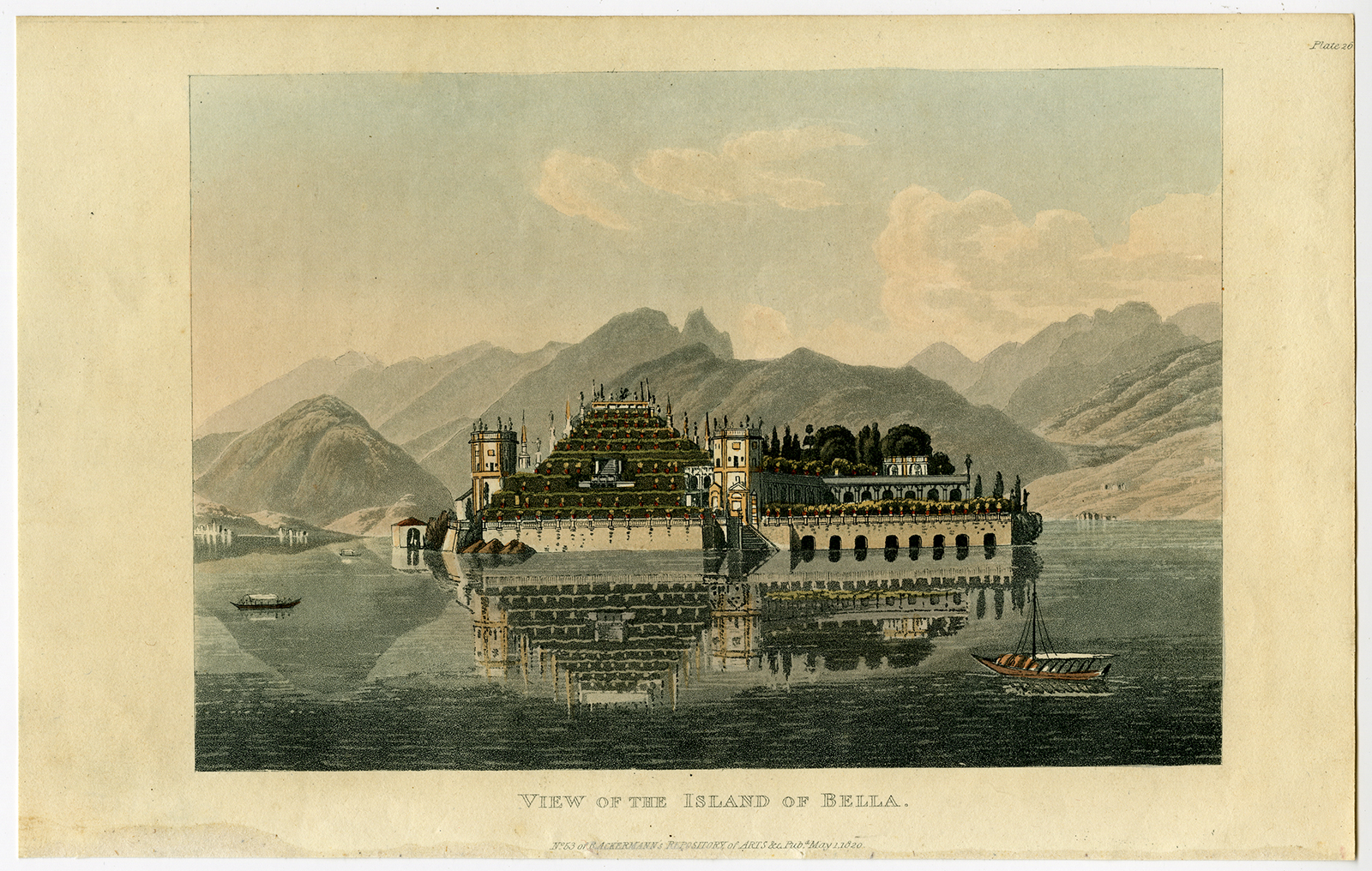 , Antique Print-ISOLA BELLA-LAGO MAGGIORE-ITALY-Lory-1820, Pictura Antique Prints