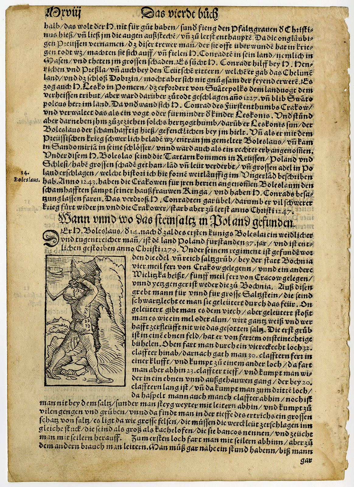 , Antique Print-MINEWORKER-ROCK SALT-POLAND-Munster-ca. 1570, Pictura Antique Prints