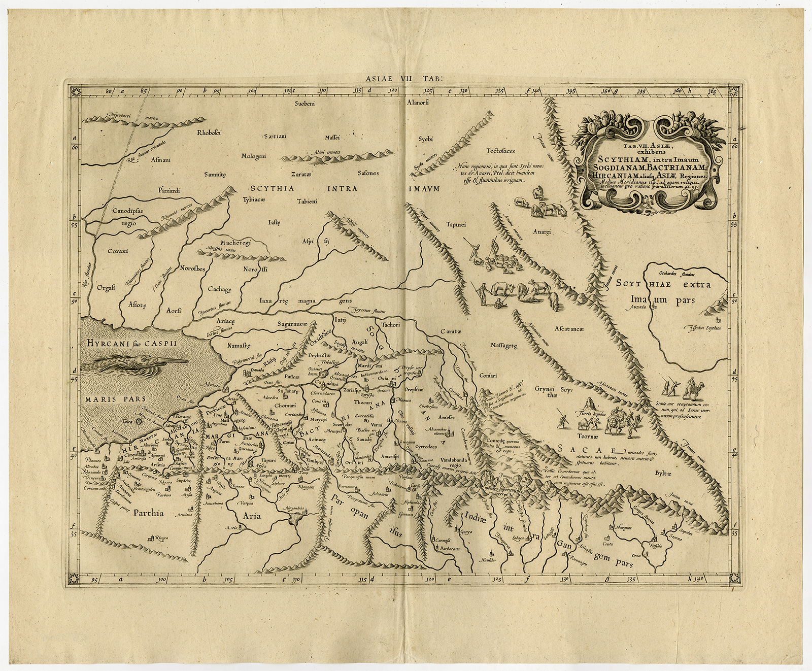 , Antique Print-TURKESTAN-AFGHANISTAN-STEPPE-NOMADS-Ptolemy-Mercator-1698, Pictura Antique Prints