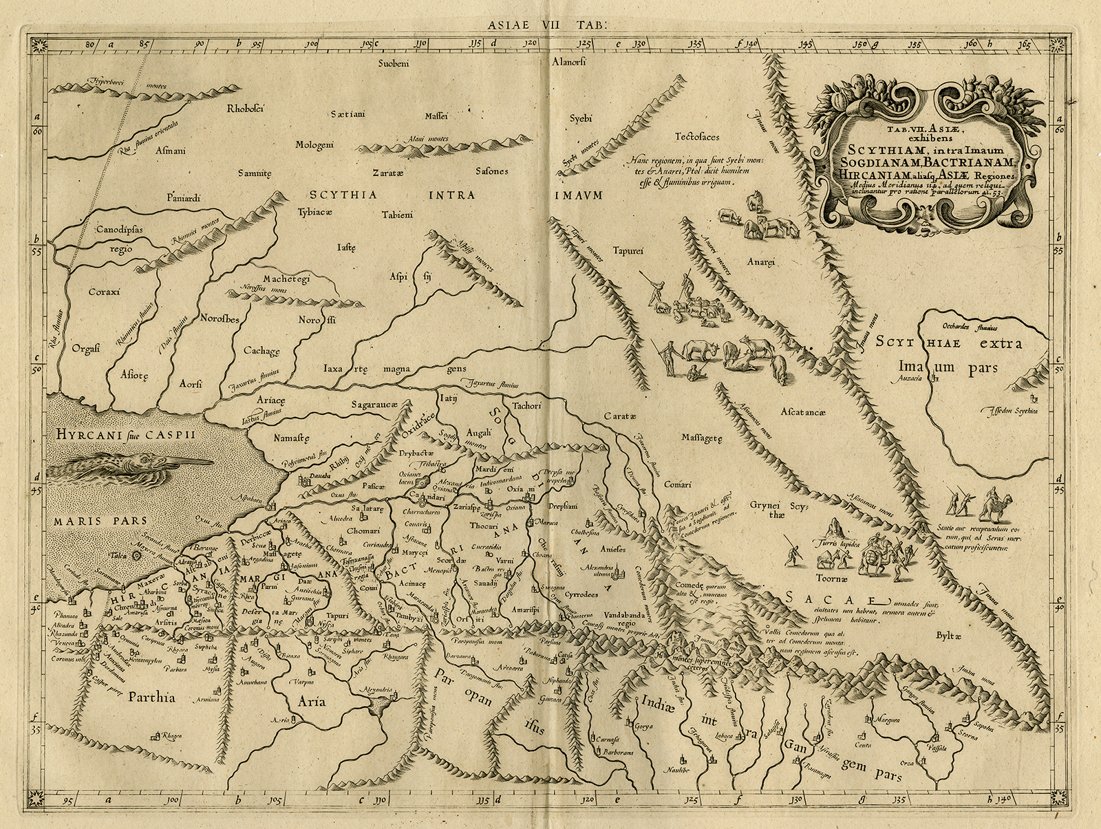 , Antique Print-TURKESTAN-AFGHANISTAN-STEPPE-NOMADS-Ptolemy-Mercator-1698, Pictura Antique Prints