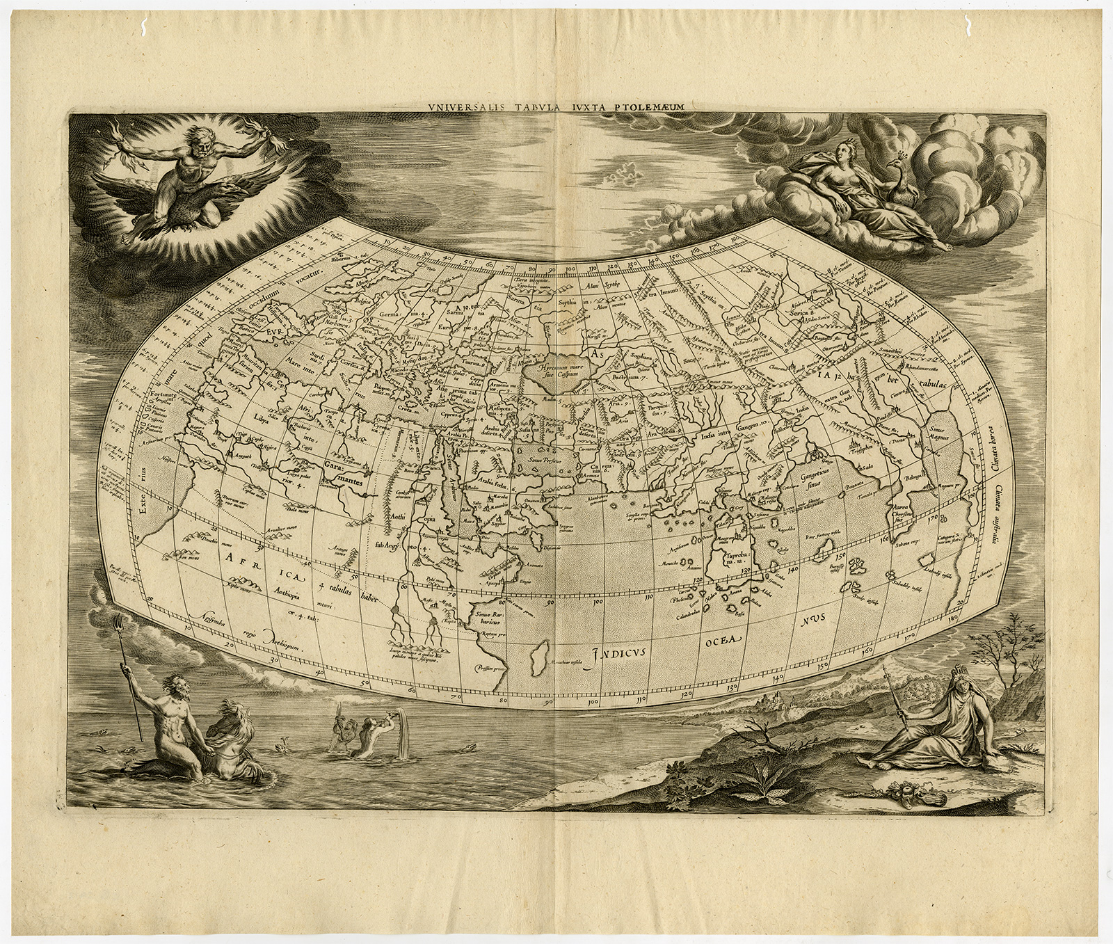 , Antique Print-WORLDMAP-ANCIENT WORLD-Ptolemy-Mercator-1698, Pictura Antique Prints