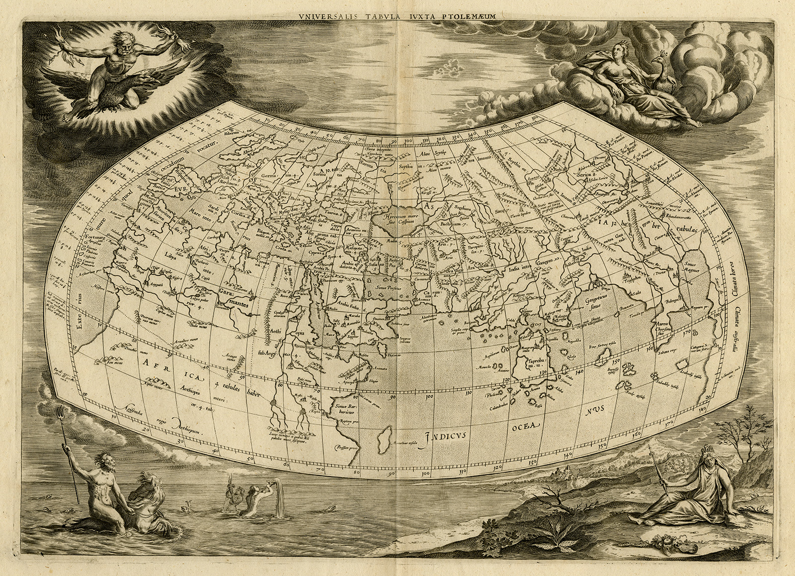 , Antique Print-WORLDMAP-ANCIENT WORLD-Ptolemy-Mercator-1698, Pictura Antique Prints