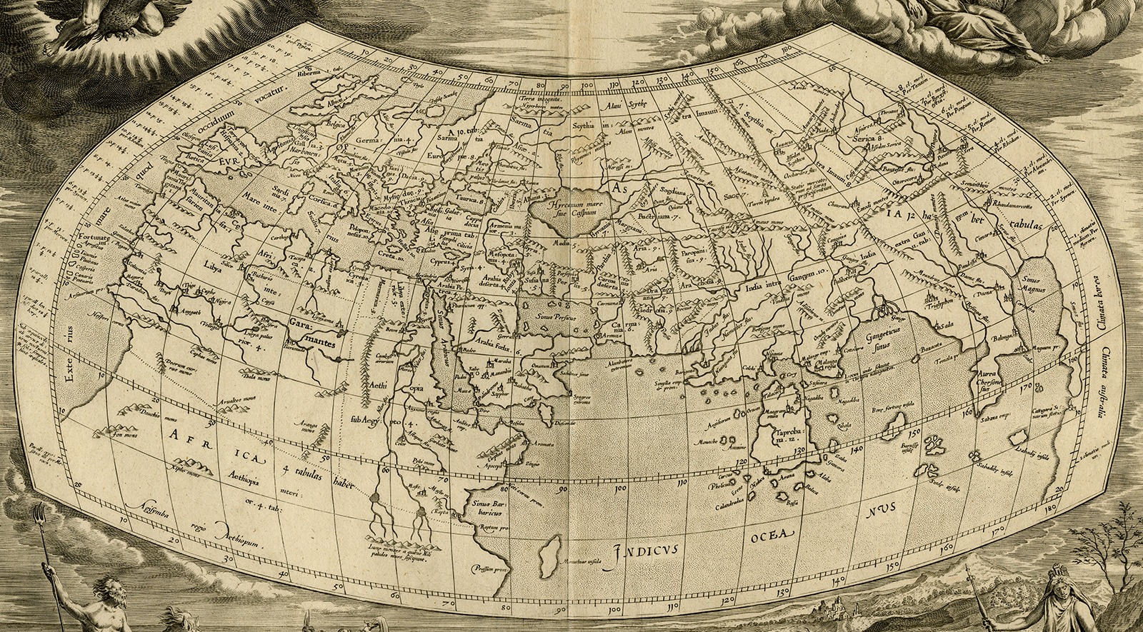 , Antique Print-WORLDMAP-ANCIENT WORLD-Ptolemy-Mercator-1698, Pictura Antique Prints