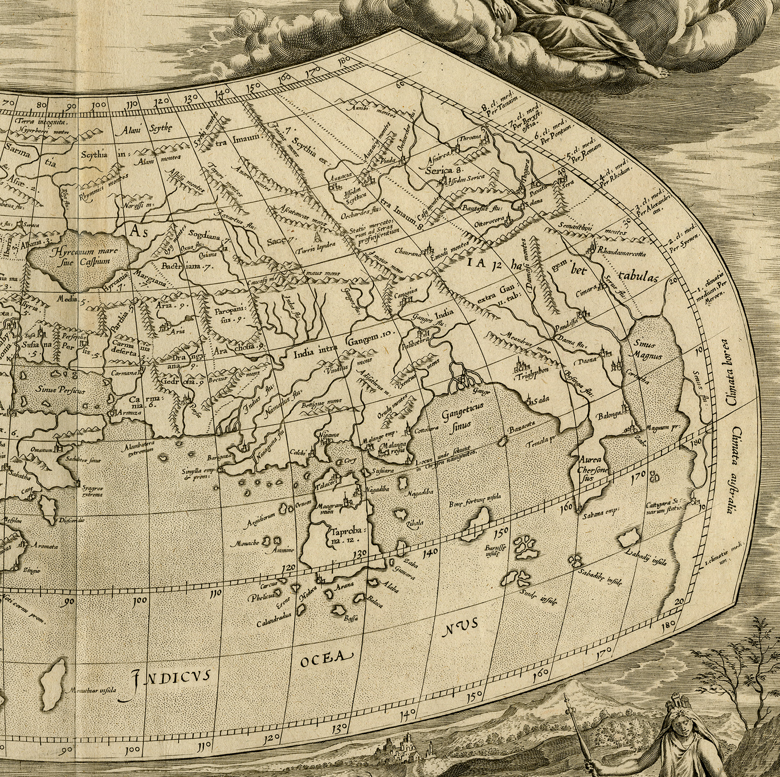 , Antique Print-WORLDMAP-ANCIENT WORLD-Ptolemy-Mercator-1698, Pictura Antique Prints