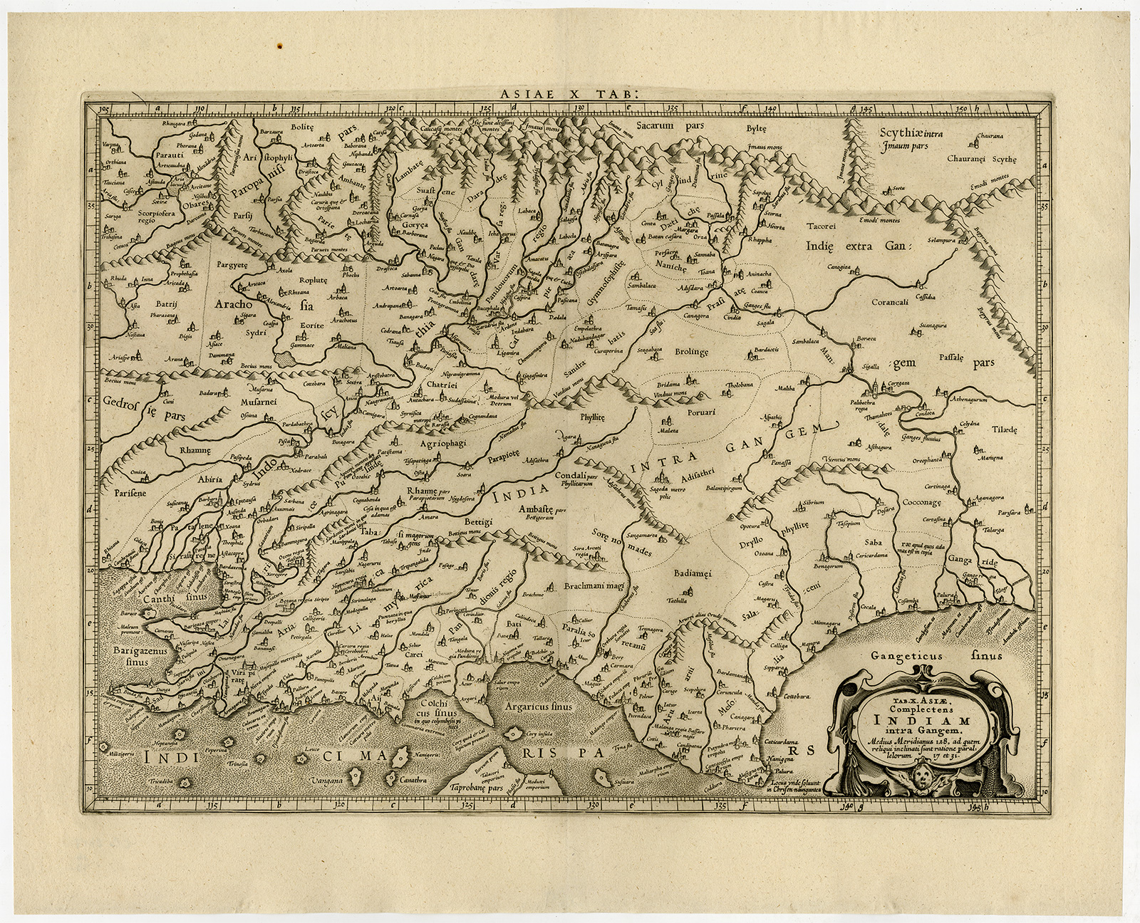 , Antique Print-INDIA-INDUS-GANGES-ASIA-Ptolemy-Mercator-1698, Pictura Antique Prints