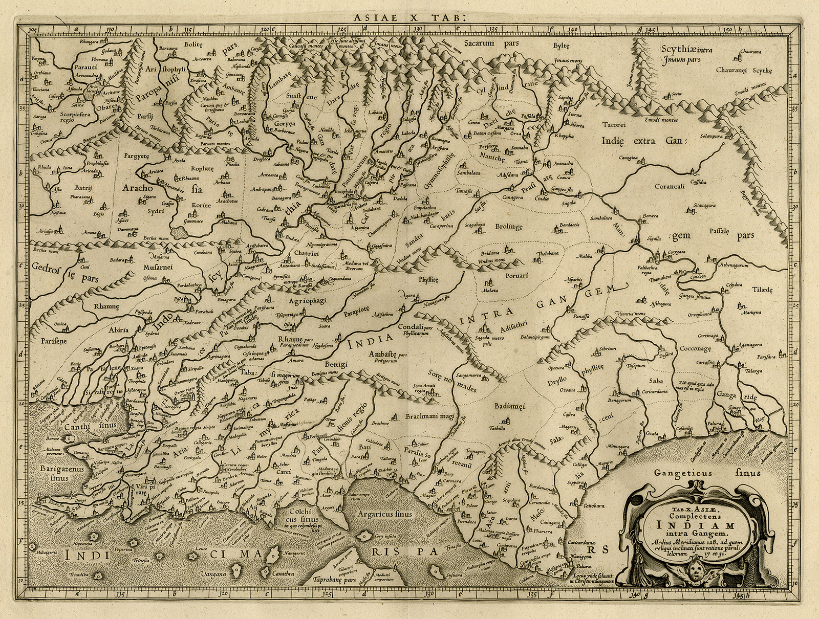 , Antique Print-INDIA-INDUS-GANGES-ASIA-Ptolemy-Mercator-1698, Pictura Antique Prints