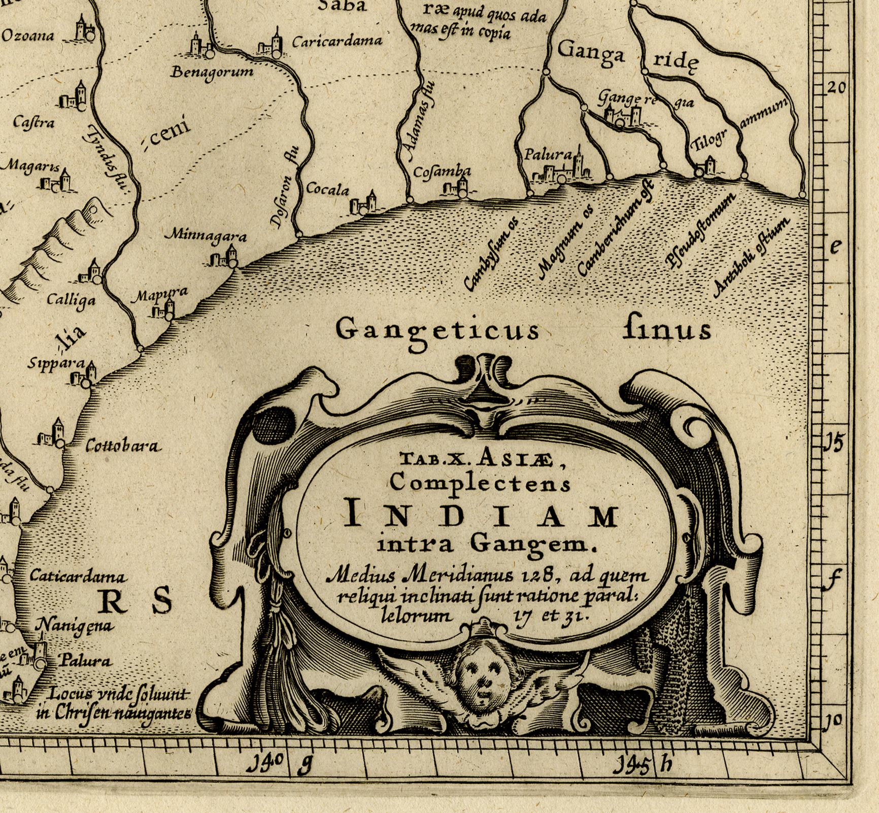 , Antique Print-INDIA-INDUS-GANGES-ASIA-Ptolemy-Mercator-1698, Pictura Antique Prints