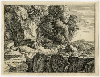 Antique Print-LANDSCAPE-WATERFALL-Swanevelt-ca. 1700