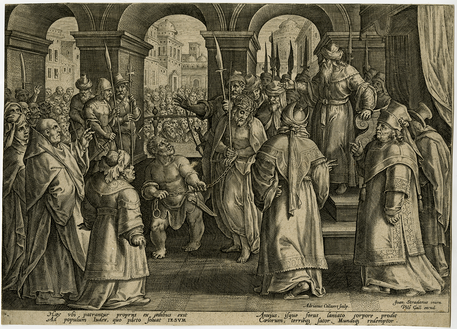 , Antique Print-RELIGION-CHRIST BEFORE PILATE-Stradanus-Collaert-ca. 1585, Pictura Antique Prints