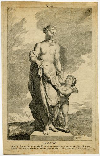 Antique Print-NOON-CHARUB-CUPID-VENUS-ARROW-Herz-ca. 1720