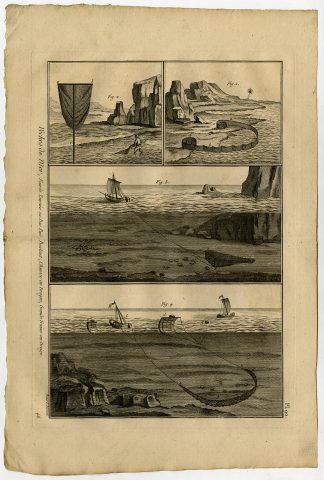 Antique Fishing Print-DREDGE-CRAYFISH-Pl. 90-Panckoucke-1793