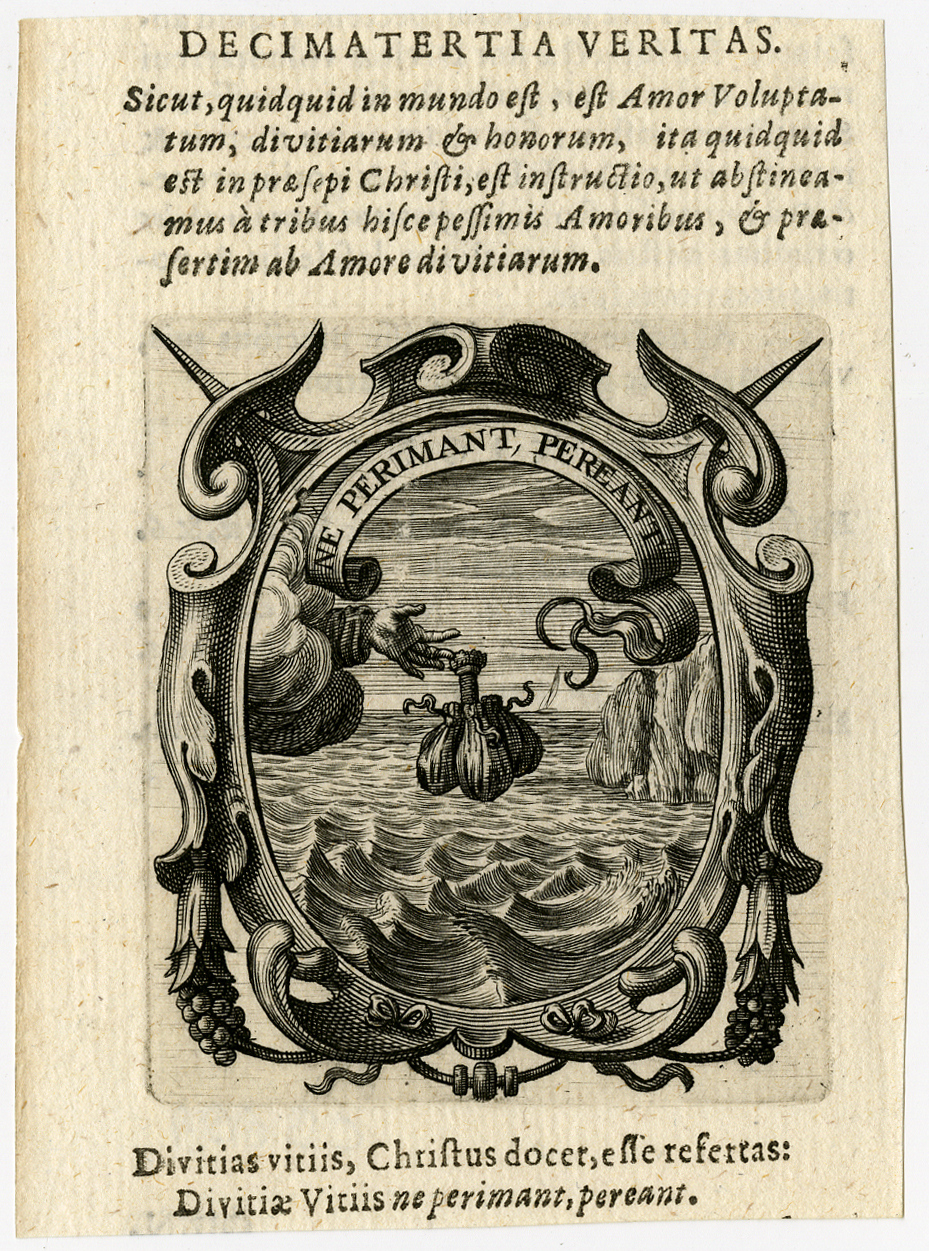 , Rare Antique Print-HAND-HEAVEN-BAG-SEA-Haineuve-Cuvelier-1650, Pictura Antique Prints