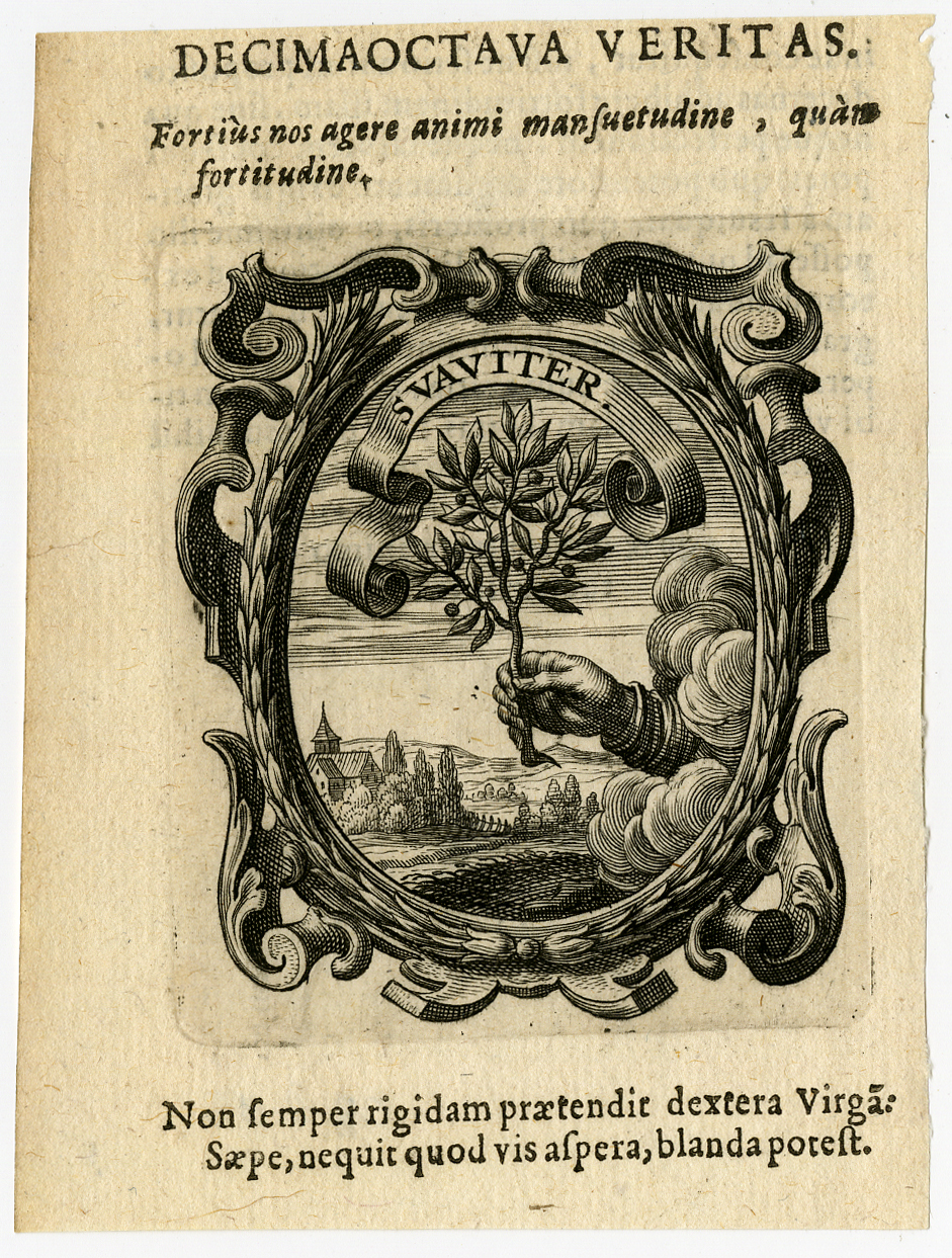 , Rare Antique Print-LANDSCAPE-HAND-OLIVE-BRANCH-Haineuve-Cuvelier-1650, Pictura Antique Prints