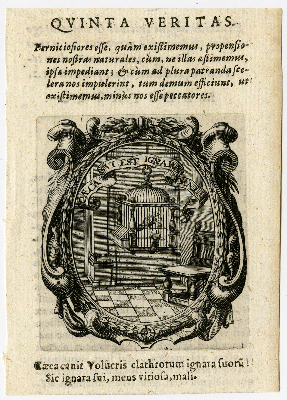 , Rare Antique Print-BIRD-BIRDCAGE-CHAIR-Haineuve-Cuvelier-1650, Pictura Antique Prints