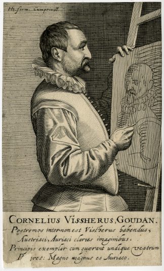 Antique Print-PORTRAIT-CORNELIS VISSCHER-GOUDA-Hondius-1618
