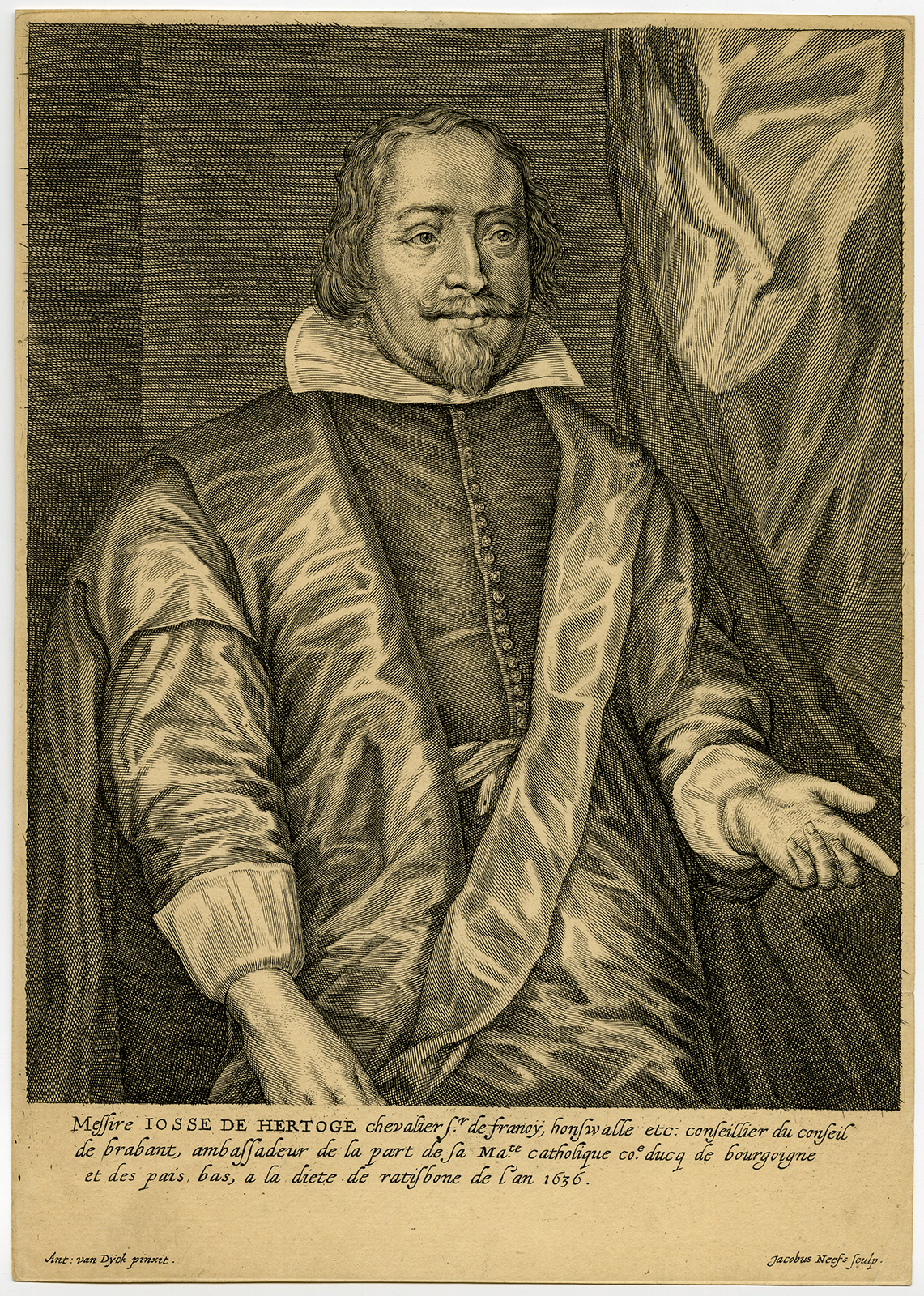 , Antique Print-PORTRAIT-JOSSE DE HERTOGHE-KNIGHT-van Dyck-Neefs-c.1770, Pictura Antique Prints
