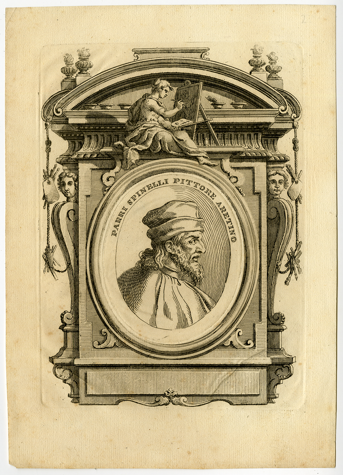 , Antique Print-PORTRAIT-PARRI SPINELLI-PAINTER-Vasari-c.1790, Pictura Antique Prints