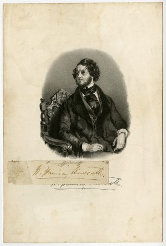 Antique Print-PORTRAIT-WILLIAM HARRISON AINSWORTH-SIGNATURE-H.J. Backer-ca. 1850
