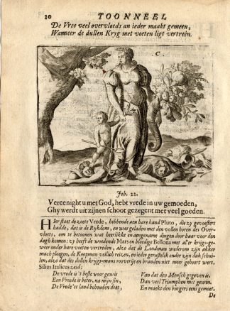 Antique Print-PEACE-PLUTO-MARS-CORNUCOPIA-Vondel-1661