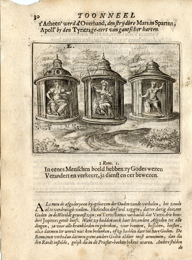 , Antique Print-ATHENA-MARS-APOLLO-GODS-IDOLS-Vondel-1661, Pictura Antique Prints